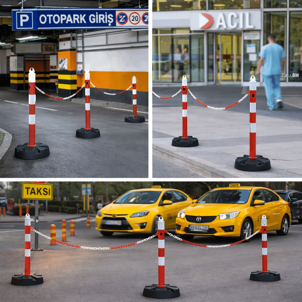 25 Metre Kırmızı Beyaz Plastik Zincir 6mm