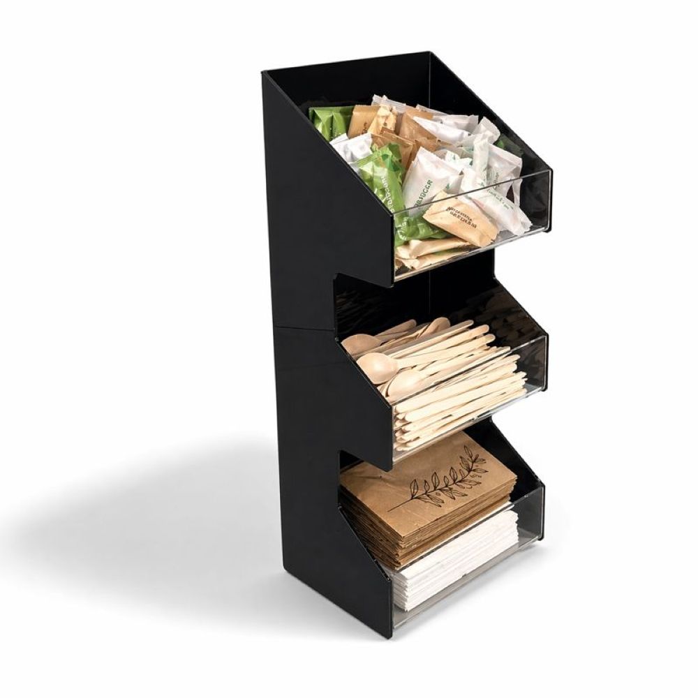 3’lü Dikey Siyah Pleksi Organizer
