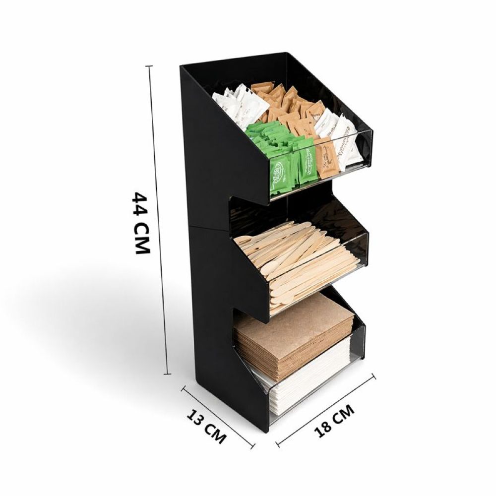 3’lü Dikey Siyah Pleksi Organizer