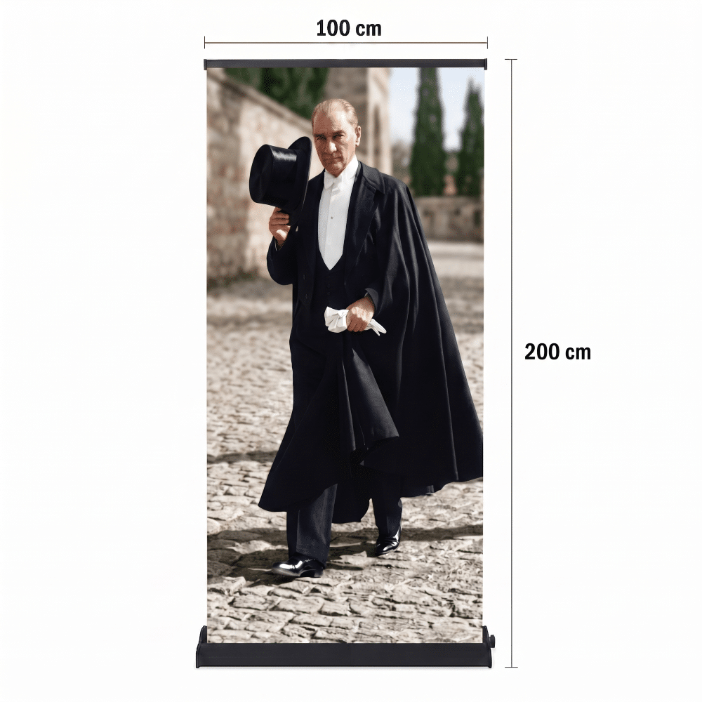 Atatürk Poster Baskılı Pro Roll Up Banner 100x200cm No:3