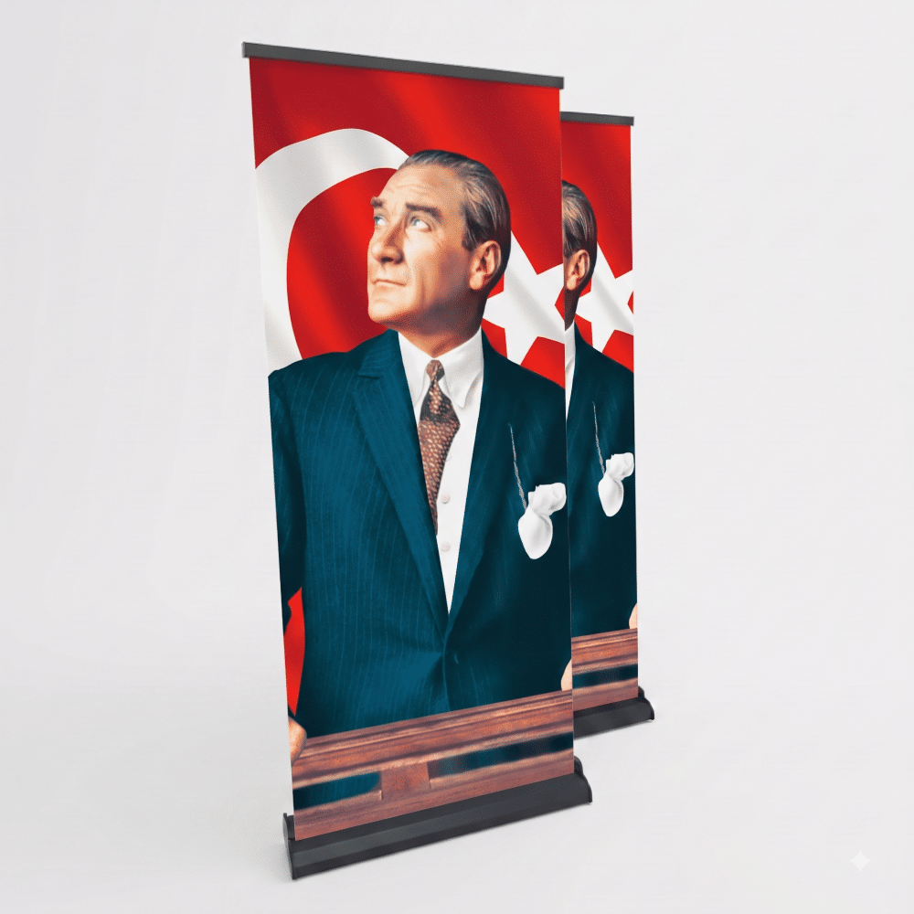 Atatürk Poster Baskılı Pro Roll Up Banner 85x200cm No:1