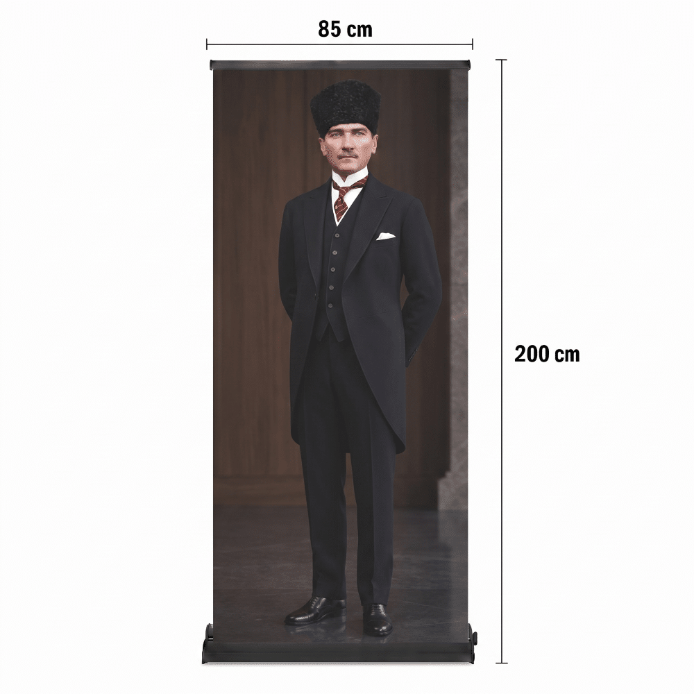 Atatürk Poster Baskılı Pro Roll Up Banner 85x200cm No:6