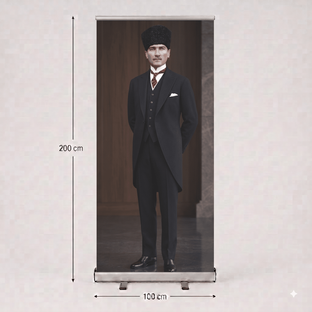 Atatürk Poster Baskılı Roll Up Banner 100x200cm No:6