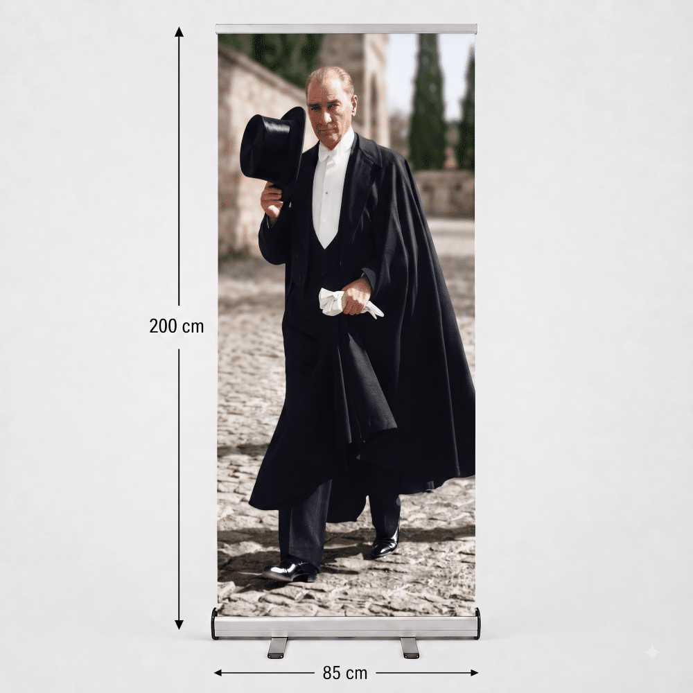 Atatürk Poster Baskılı Roll Up Banner 85x200cm No:3