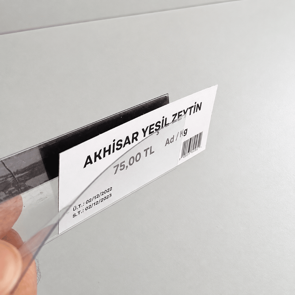 Cep Tipi Mıknatıslı Şeffaf Etiketlik 10x3cm (U Tipi)