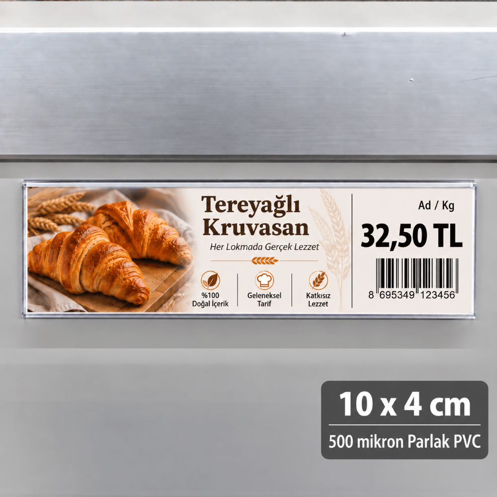 Cep Tipi Mıknatıslı Şeffaf Etiketlik 10x4cm (U Tipi)