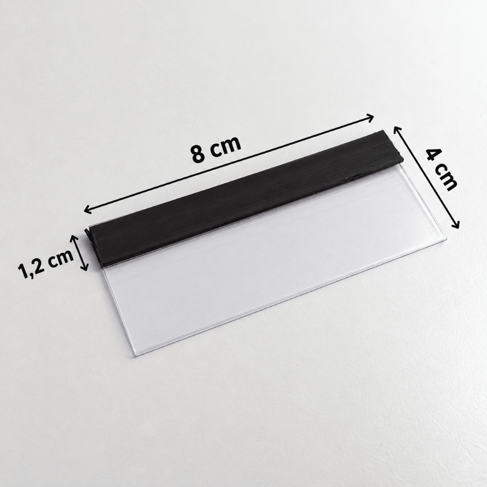 Cep Tipi Mıknatıslı Şeffaf Etiketlik 8x4cm (U Tipi)