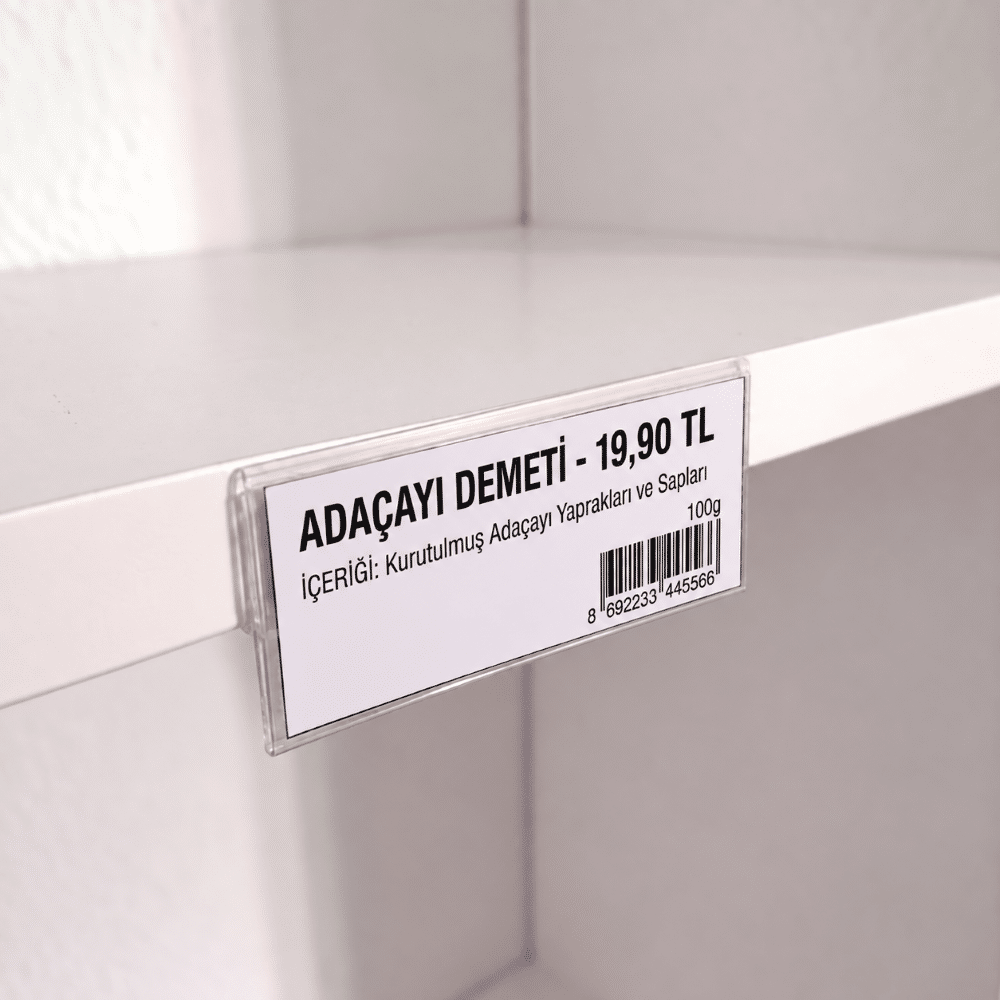 Cep Tipi Yapışkanlı Şeffaf Etiketlik 8x4cm (U Tipi)