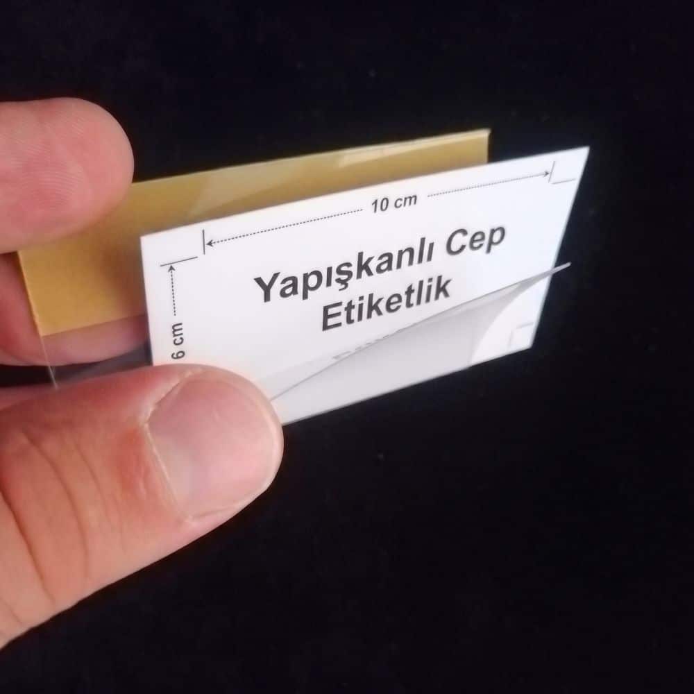 Cep Tipi Yapışkanlı Şeffaf Etiketlik 8x4cm (U Tipi)