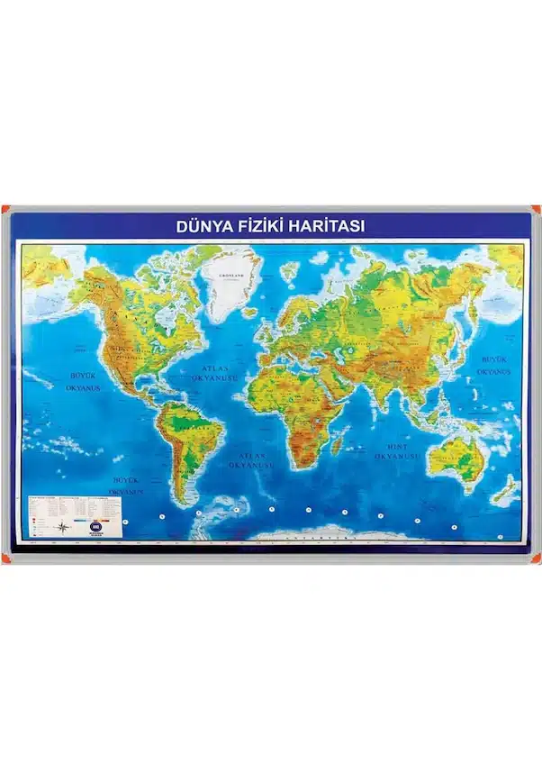 DÜNYA FİZİKİ HARİTASI (Alüminyum Çerçeve)