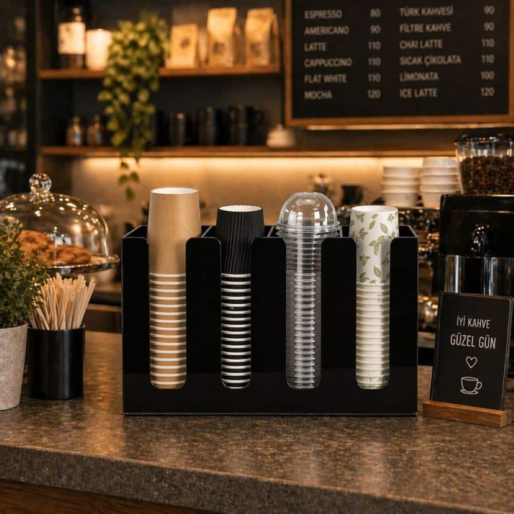 Kahve Kabı Organizer Dikey Siyah 4’lü