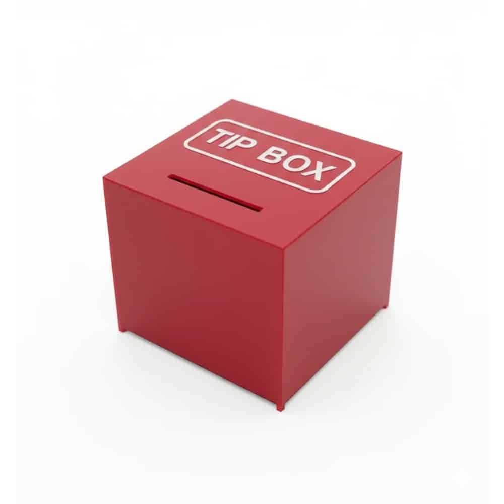 Kare Tipbox – Bahşiş Kutusu Kırmızı – 14x14xh13cm