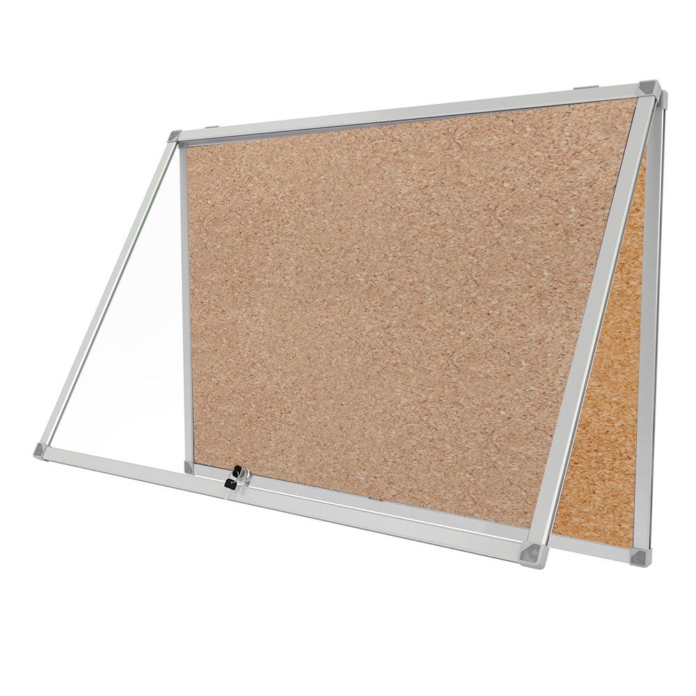 Kilitli Cam İlan Panosu 100x100cm Mantar