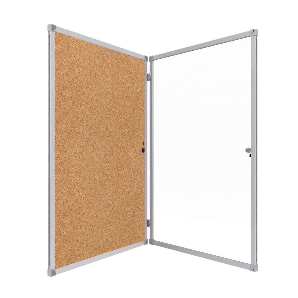 Kilitli Cam İlan Panosu 50x70cm Mantar