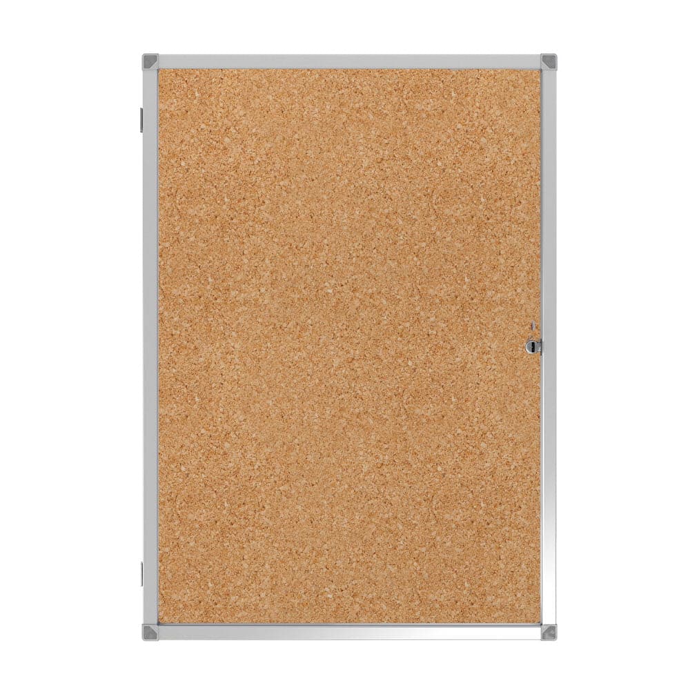 Kilitli Cam İlan Panosu 60x85cm Mantar