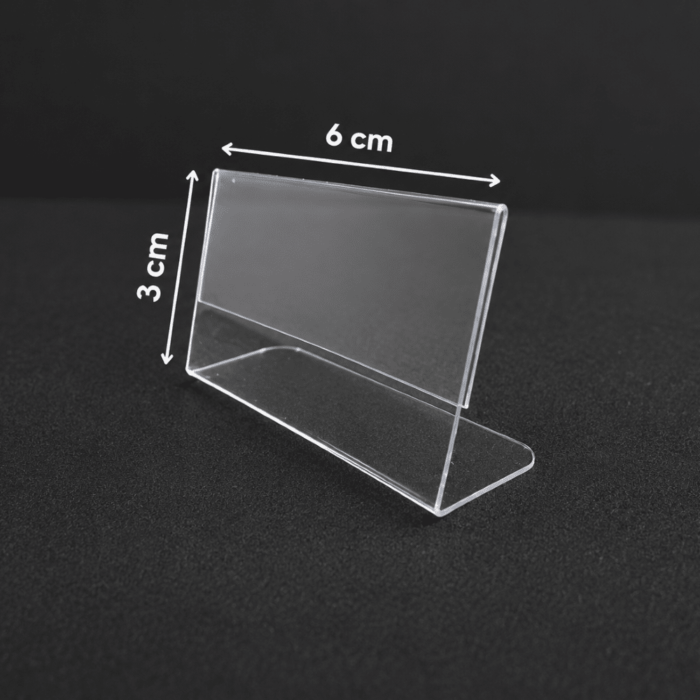 L Tipi Şeffaf PVC Etiketlik 6x3cm Yatay