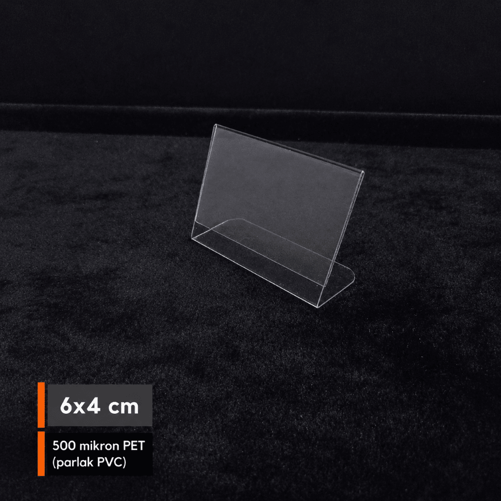 L Tipi Şeffaf PVC Etiketlik 6x4cm Yatay