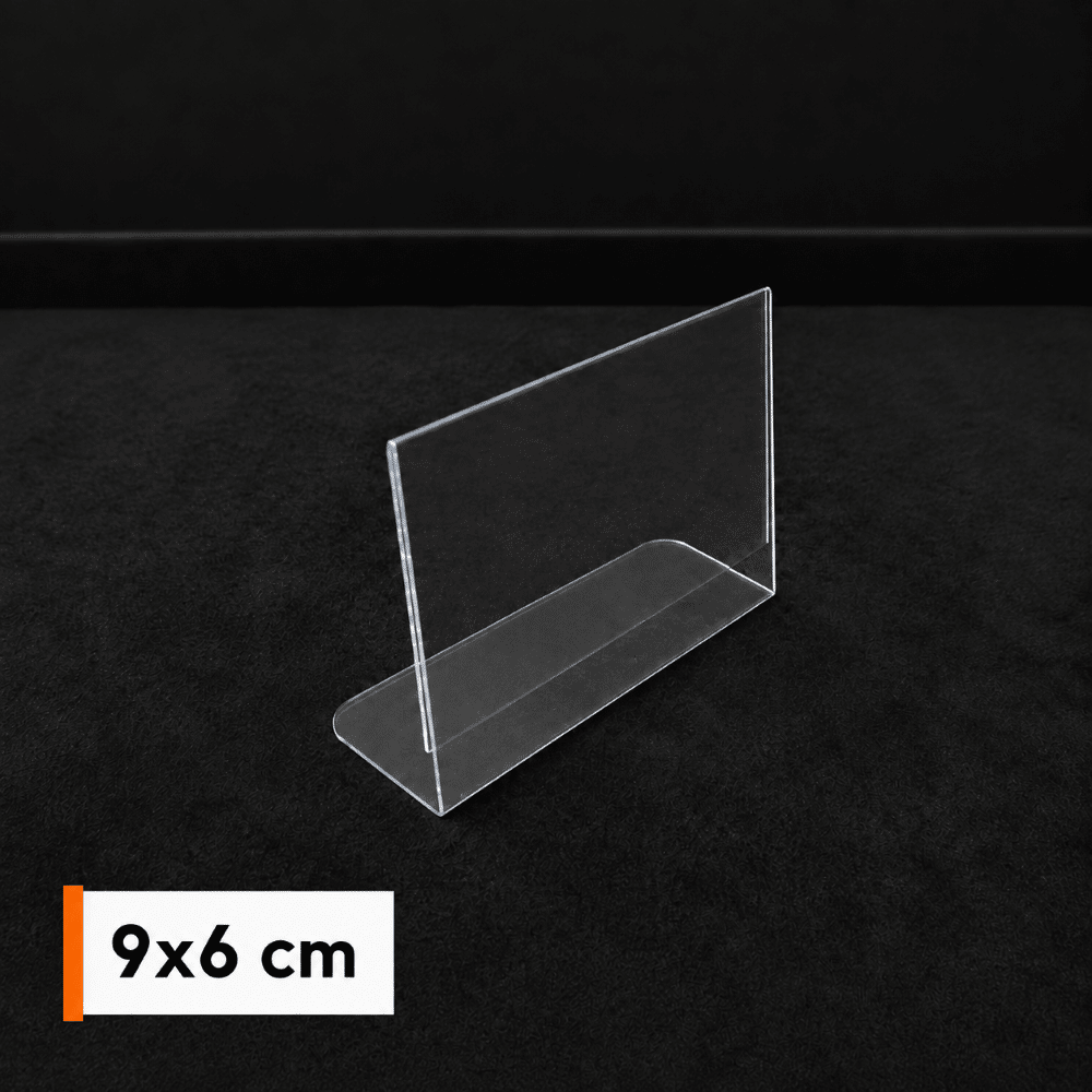 L Tipi Şeffaf PVC Etiketlik 9x6cm Yatay