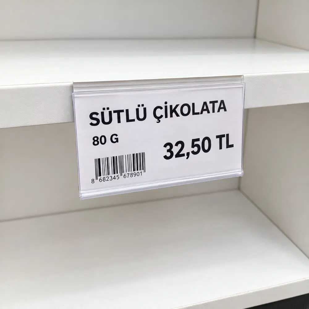 Raf Önü Yapışkanlı PVC Şeffaf Profil Etiketlik 10x5cm