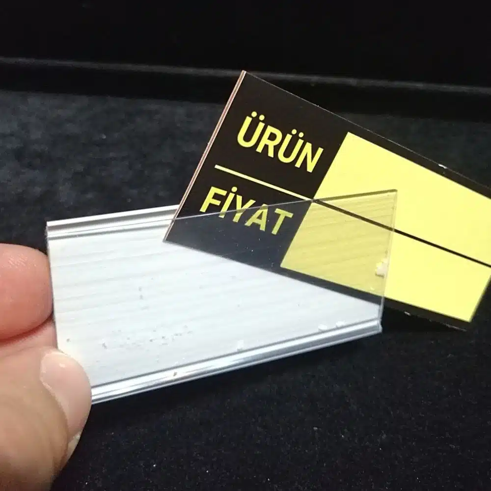 Raf Önü Yapışkanlı PVC Şeffaf Profil Etiketlik 10x5cm