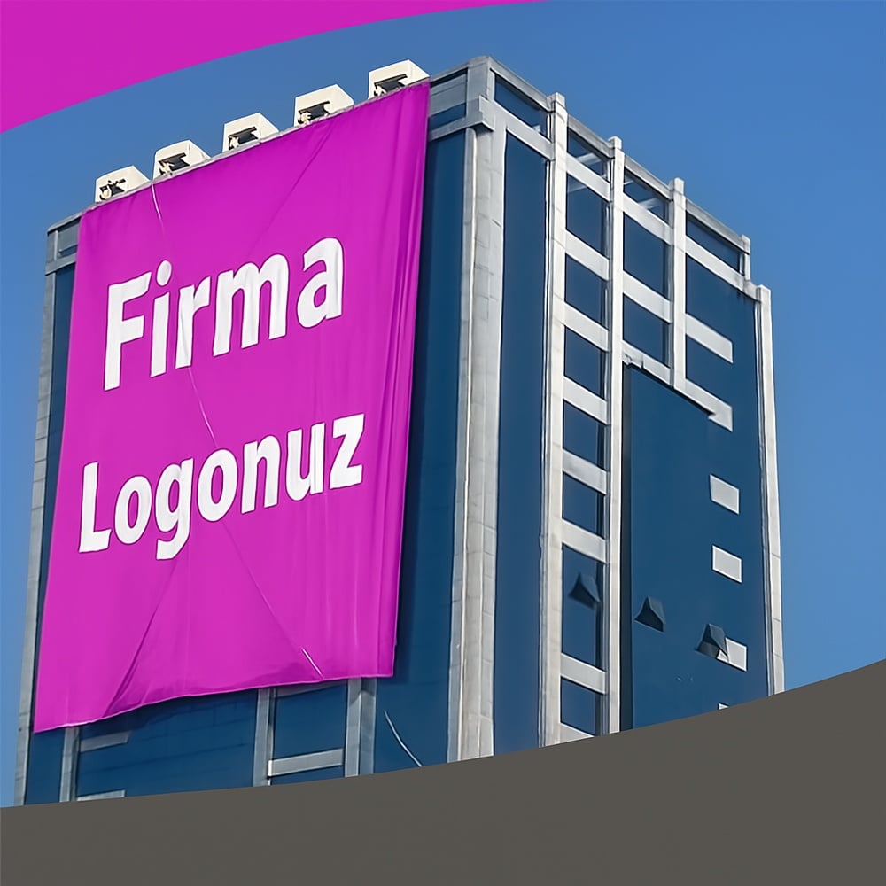 Saten Kumaş Dış Cephe Firma Bayrağı 3×4.5 MT