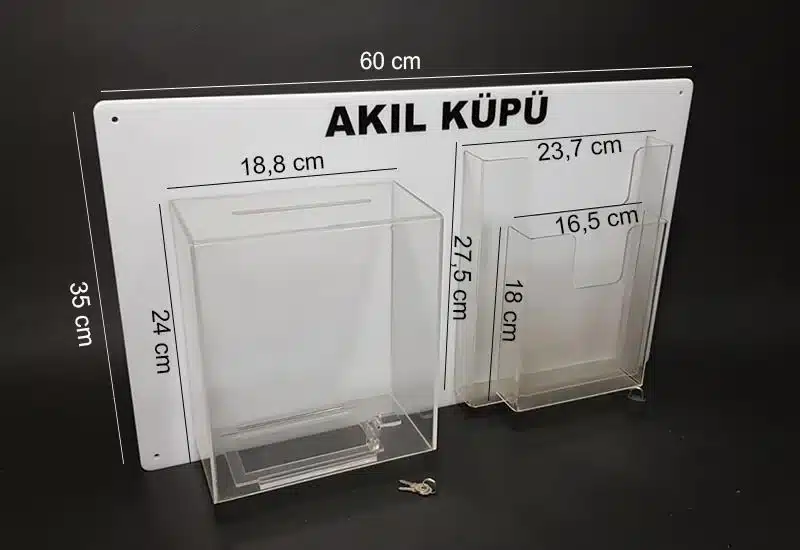 Şeffaf Pleksi Öneri ve Fikir Kutusu 60x35cm – Akıl Küpü