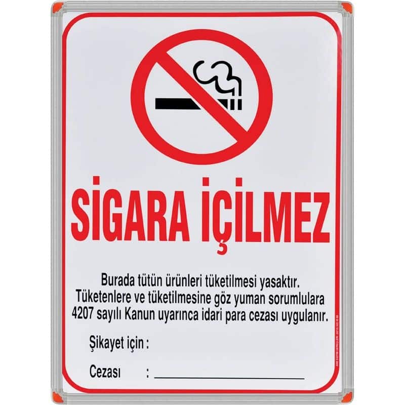 SİGARA İÇİLMEZ LEVHASI (Alüminyum Çerçeve)