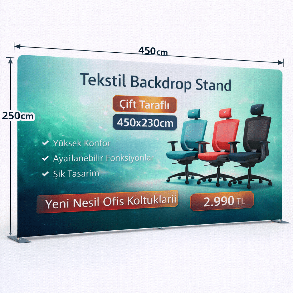 Tekstil Backdrop Stand 450x250cm Düz