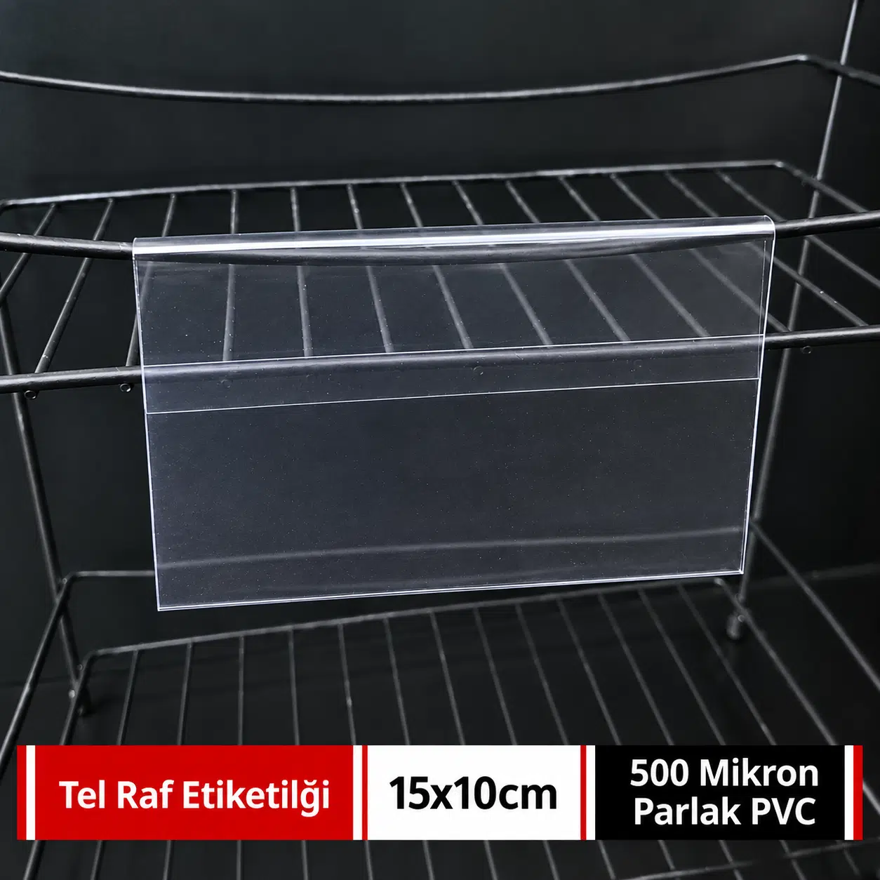 Tel Raf Etiketliği Şeffaf PVC 15x10cm