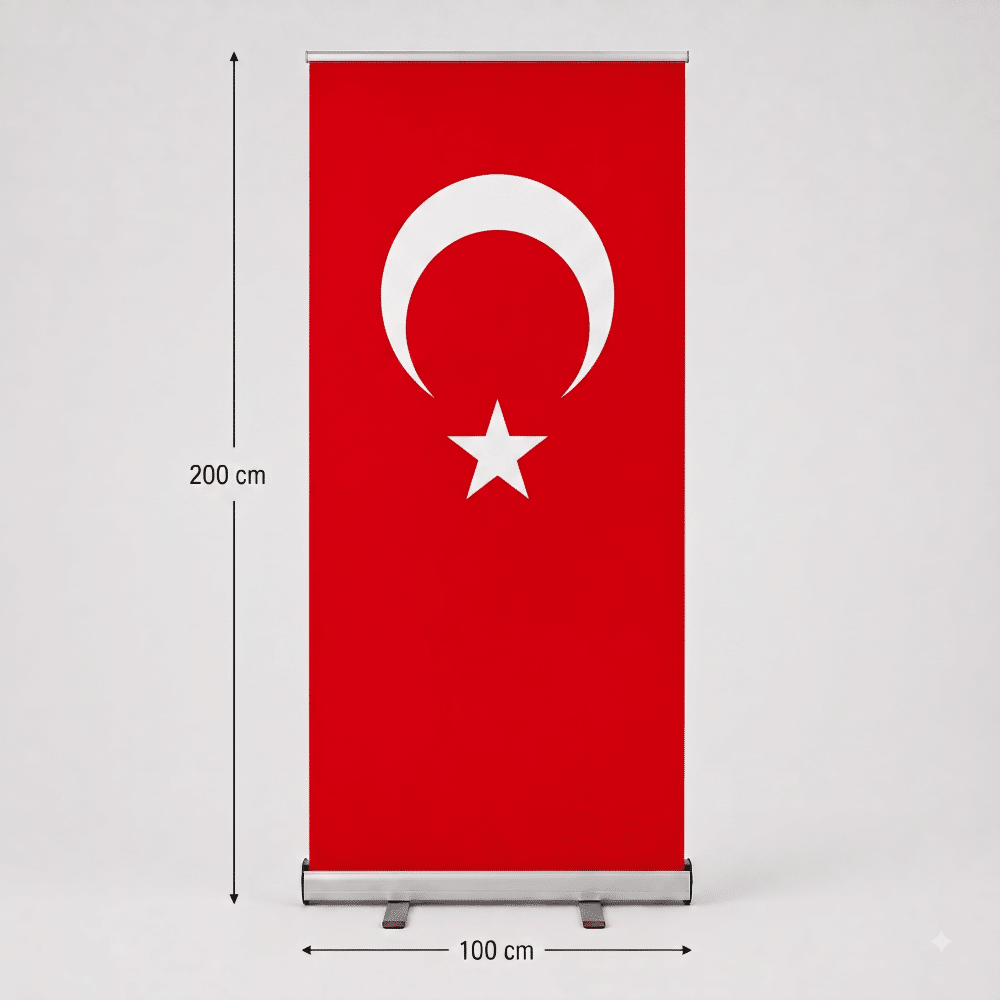 Türk Bayrağı Baskılı Roll Up Banner 100x200cm